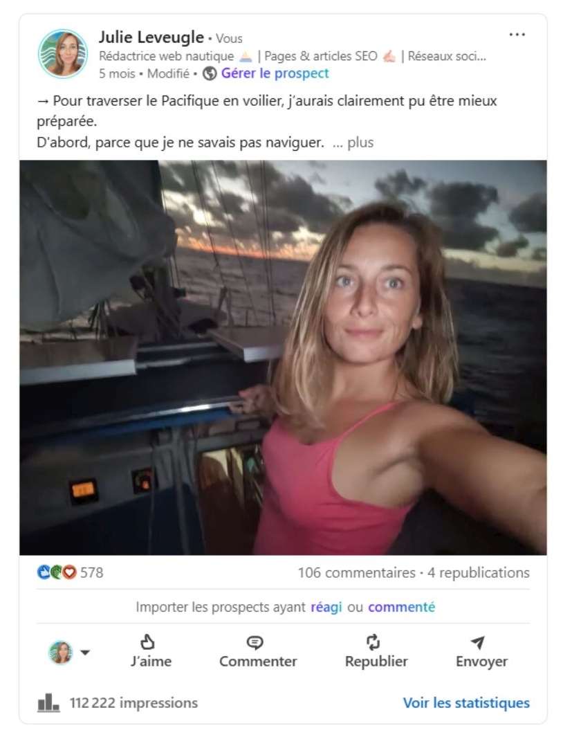Julie Leveugle - copywriting nautique storytelling réseaux sociaux